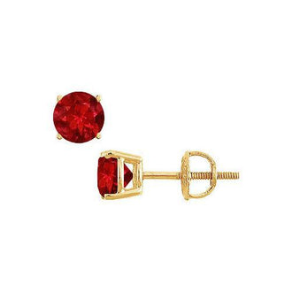 14K Yellow Gold : Prong Set Ruby Stud Earrings 0.25 CT TGW