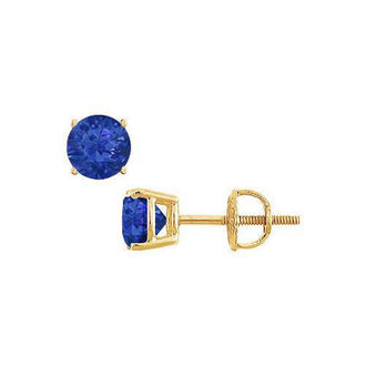 14K Yellow Gold : Prong Set Blue Sapphire Stud Earrings 0.25 CT TGW