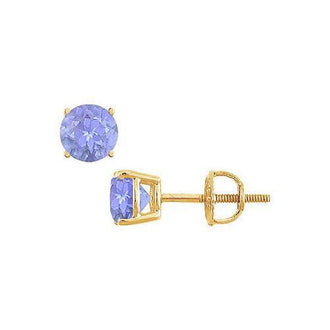 14K Yellow Gold : Prong Set Tanzanite Stud Earrings 0.25 CT TGW