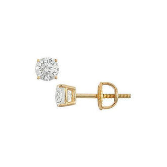 14K Yellow Gold : Round Diamond Stud Earrings  0.33 CT. TW.