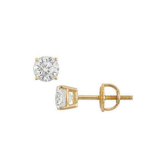 14K Yellow Gold : Round Diamond Stud Earrings  0.50 CT. TW.