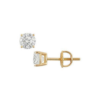 14K Yellow Gold : Round Diamond Stud Earrings  0.75 CT. TW.