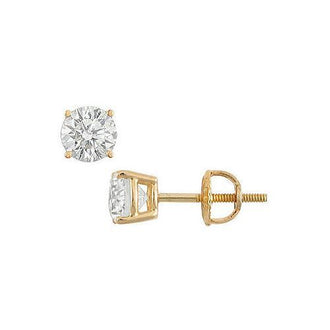 14K Yellow Gold : Round Diamond Stud Earrings  1.25 CT. TW.