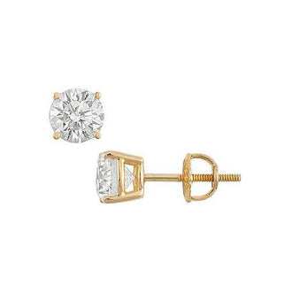 14K Yellow Gold : Round Diamond Stud Earrings 2.00 CT. TW.