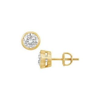 14K Yellow Gold : Bezel-Set Round Diamond Stud Earrings  0.50 CT. TW.