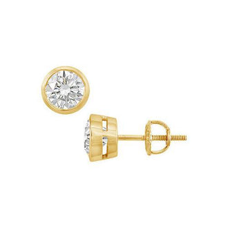 14K Yellow Gold : Bezel-Set Round Diamond Stud Earrings  2.00 CT. TW.