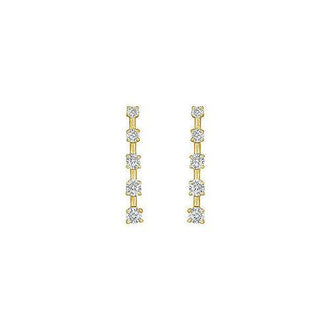 Diamond Journey Earrings : 14K Yellow Gold - 1.00 CT Diamonds