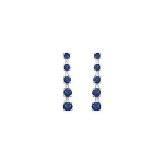 Blue Sapphire Journey Earrings : 14K White Gold - 2.00 CT TGW