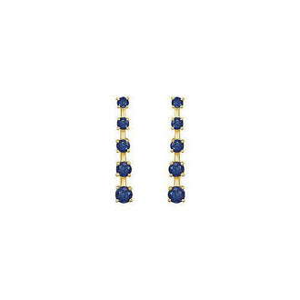 Blue Sapphire Journey Earrings : 14K Yellow Gold - 2.00 CT TGW