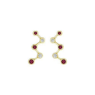 Ruby and Diamond Earrings : 14K Yellow Gold - 1.00 CT TGW