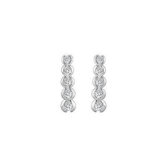 Diamond Journey Earrings : 14K White Gold - 1.00 CT Diamonds