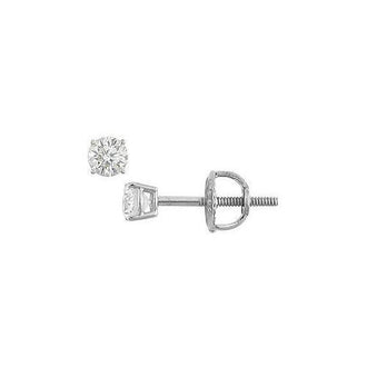 18K White Gold : Round Diamond Stud Earrings  0.10 CT. TW.