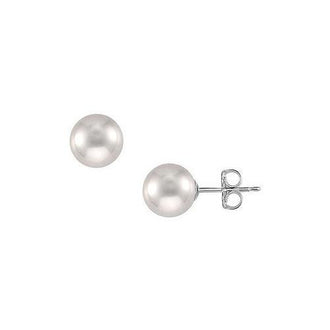 Tahitian Pearl Stud Earrings : 18K White Gold  13 MM