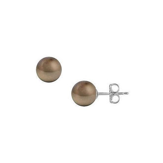 Tahitian Pearl Stud Earrings : 18K White Gold  11 MM