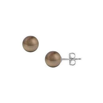 Tahitian Pearl Stud Earrings : 18K White Gold  12 MM