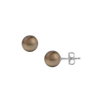 Tahitian Pearl Stud Earrings : 18K White Gold  13 MM