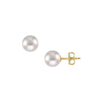 Tahitian Pearl Stud Earrings : 18K Yellow Gold  12 MM