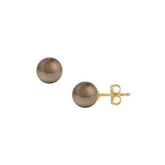 Tahitian Pearl Stud Earrings : 18K Yellow Gold  11 MM