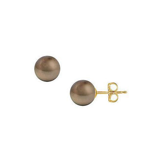 Tahitian Pearl Stud Earrings : 18K Yellow Gold  13 MM