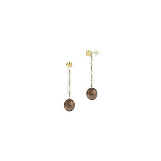 Chocolate Akoya Cultured Pearl Earrings : 14K Yellow Gold  7 MM