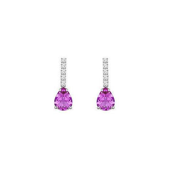 Diamond and Amethyst Earrings : 14K White Gold - 1.25 CT TGW