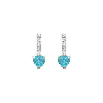 Diamond and Blue Topaz Earrings : 14K White Gold - 1.25 CT TGW