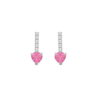 Diamond and Pink Topaz Earrings : 14K White Gold - 1.25 CT TGW