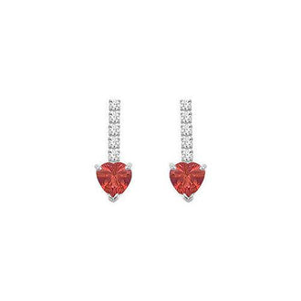 Diamond and Ruby Earrings : 14K White Gold - 1.25 CT TGW