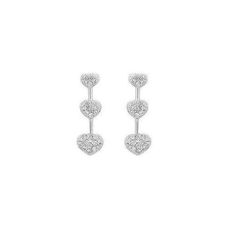 Diamond Heart Journey Earrings : 14K White Gold - 0.50 CT Diamonds