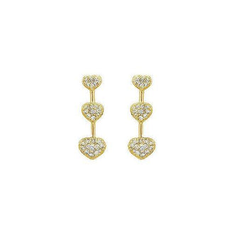 Diamond Heart Journey Earrings : 14K Yellow Gold - 0.50 CT Diamonds