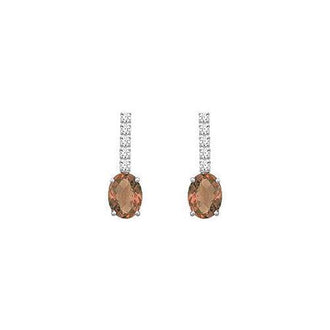 Diamond and Smoky Topaz Earrings : 14K White Gold - 1.25 CT TGW