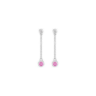 Pink Sapphire and Diamond Earrings : 14K White Gold - 0.60 CT TGW