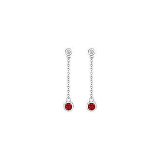 Ruby and Diamond Earrings : 14K White Gold - 0.60 CT TGW