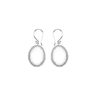 14K White Gold White Agate and Diamond Earrings 31.00 CT TGW