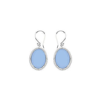 10K White Gold Aqua Chalcedony and Diamond Earrings 30.16 CT TGW