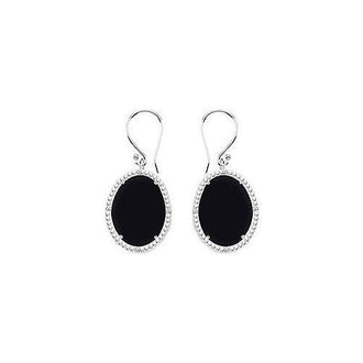 10K White Gold Black Onyx and Diamond Earrings 30.16 CT TGW