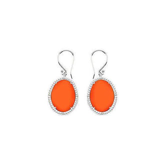 10K White Gold Orange Chalcedony and Diamond Earrings 30.16 CT TGW