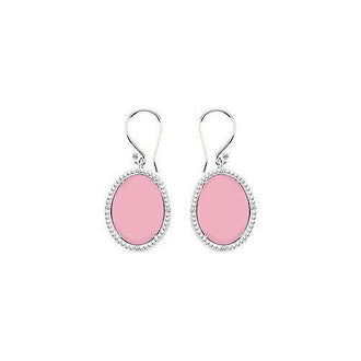 10K White Gold Pink Chalcedony and Diamond Earrings 30.16 CT TGW