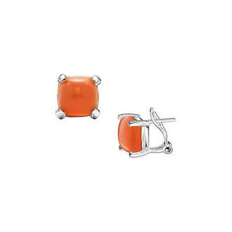 Orange Chalcedony Earrings : 14K White Gold - 10.00 CT TGW