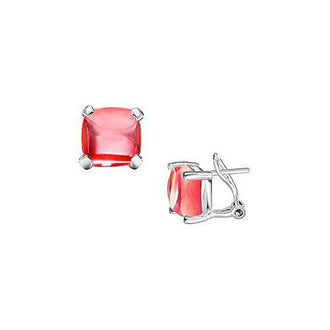 Red Chalcedony Earrings : 14K White Gold - 10.00 CT TGW