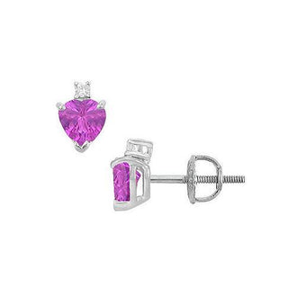 Diamond and Amethyst Stud Earrings : 14K White Gold - 2.04 CT TGW