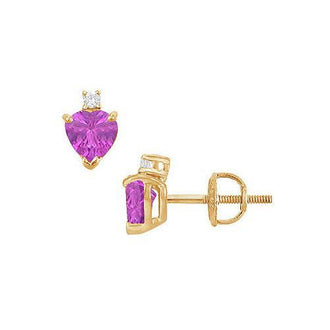 Diamond and Amethyst Stud Earrings : 14K Yellow Gold - 2.04 CT TGW