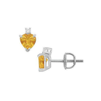 Diamond and Citrine Stud Earrings : 14K White Gold - 2.04 CT TGW