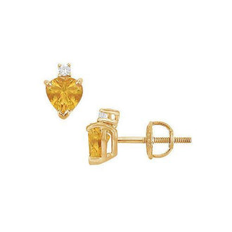 Diamond and Citrine Stud Earrings : 14K Yellow Gold - 2.04 CT TGW