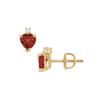 Diamond and Garnet Stud Earrings : 14K Yellow Gold - 2.04 CT TGW