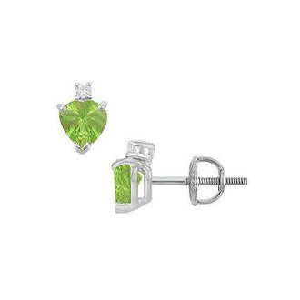 Diamond and Peridot Stud Earrings : 14K White Gold - 2.04 CT TGW