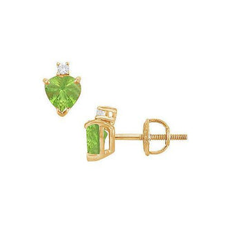 Diamond and Peridot Stud Earrings : 14K Yellow Gold - 2.04 CT TGW