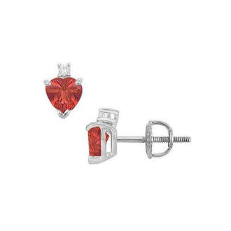 Diamond and Ruby Stud Earrings : 14K White Gold - 2.04 CT TGW