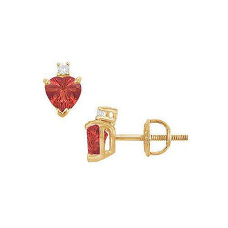 Diamond and Ruby Stud Earrings : 14K Yellow Gold - 2.04 CT TGW