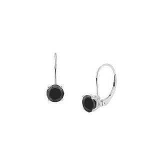 14K White Gold : Round Black Diamond Stud Earrings  0.50 CT. TW